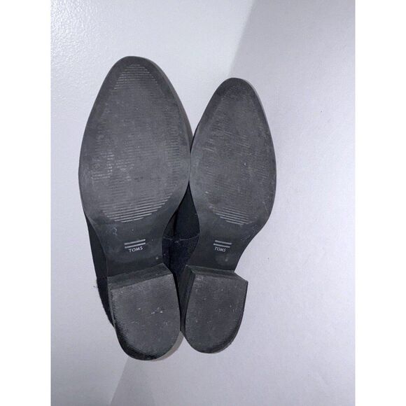 TOMS Black Loren Suede Wool Blend Stacked Heel Ankle Bootie Womens 8.5 - Picture 11 of 12